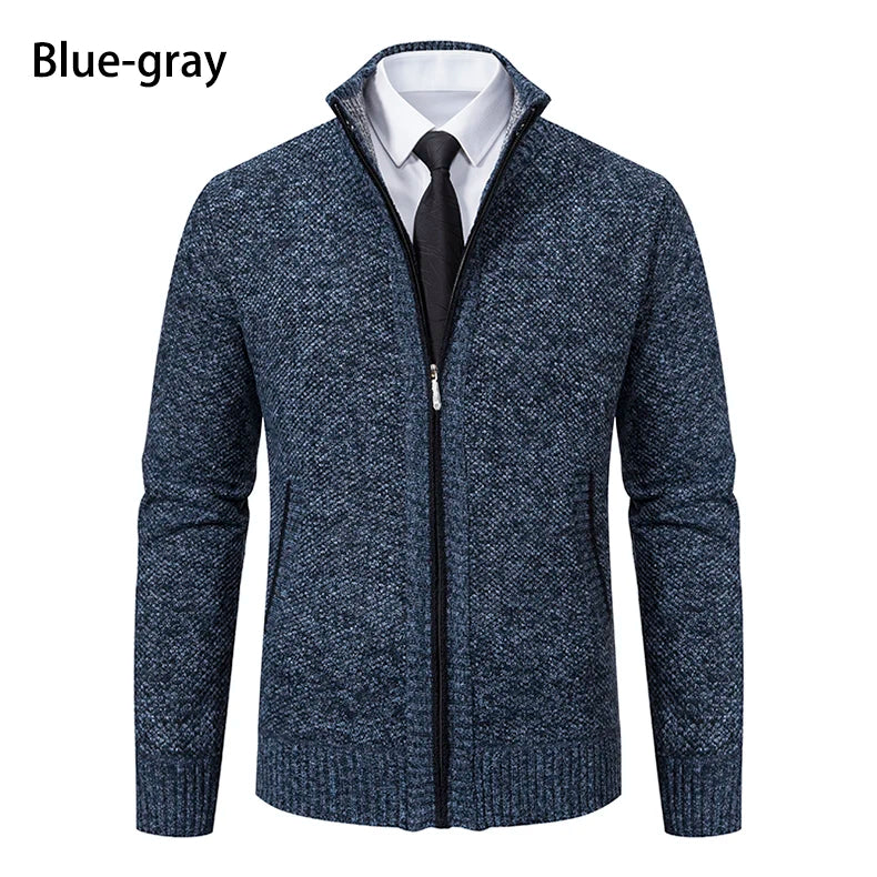 Buzo Cárdigan con Cremallera para Hombre – Cuello Alto y Forro Polar