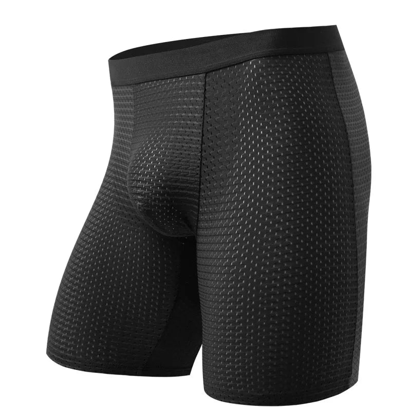 Bóxer de malla para hombre, ropa interior Sexy, Calzoncillos largos, 3 piezas