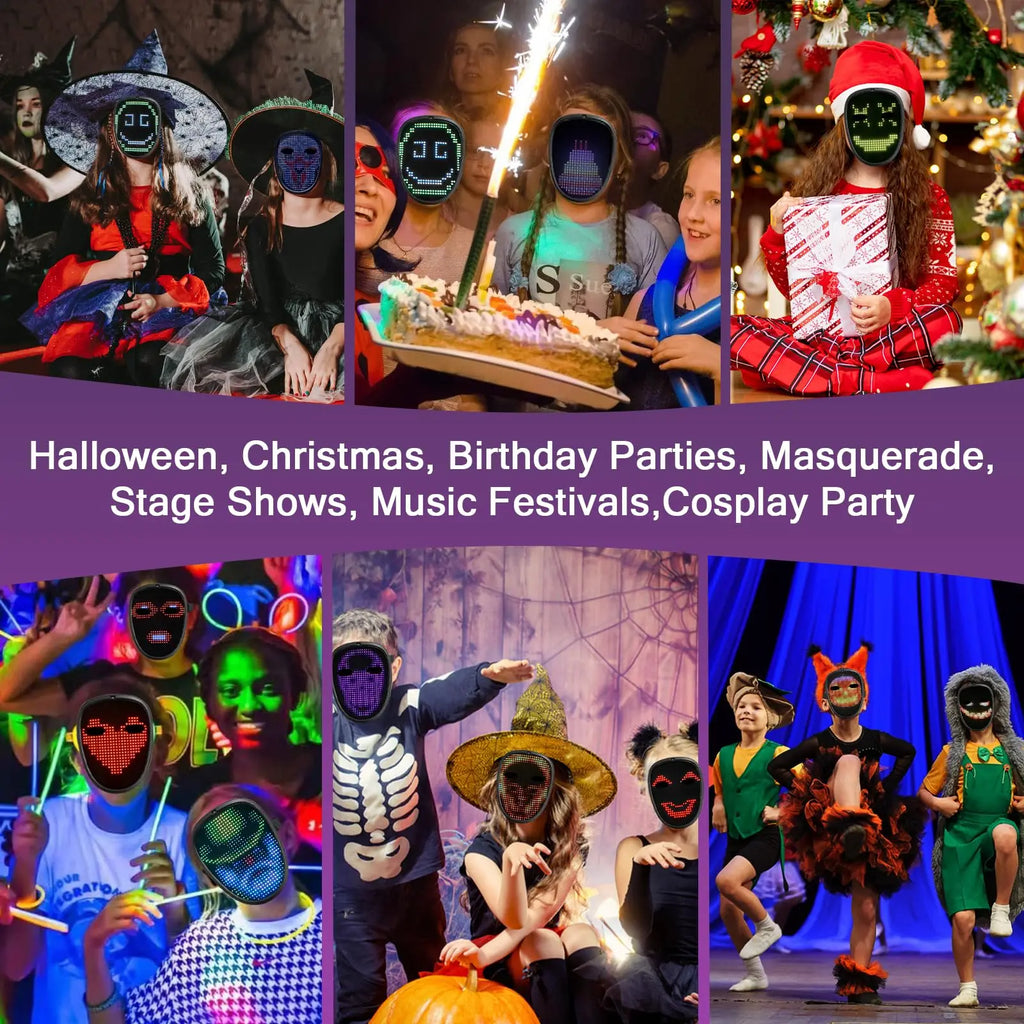 Máscara LED para niños con detección de gestos, máscara iluminada para niños para Halloween, Navidad, disfraz, fiesta de cumpleaños
