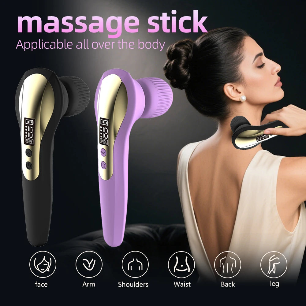 Pistola de masaje portátil, 19 modos, 4 velocidades, masajeador vibratorio Personal de mano, masajeador de percusión muscular de tejido profundo para todo el cuerpo