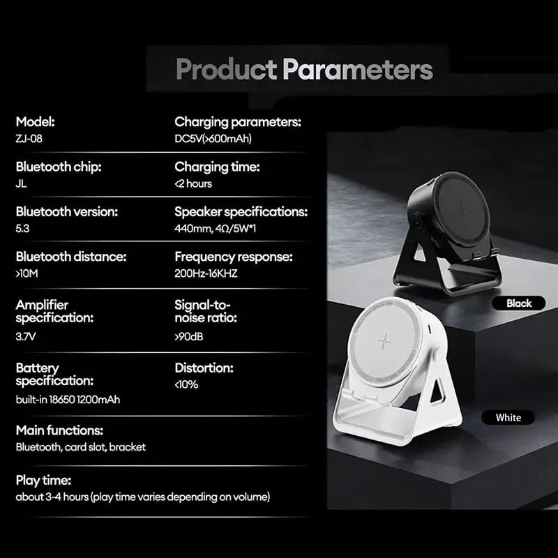 Cargador Inalámbrico 5 en 1 con Parlante Bluetooth