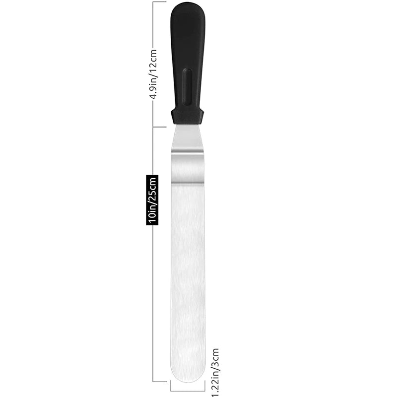LMETJMA-espátula compensada para pasteles, espátula para glaseado de acero inoxidable con mango de plástico PP, espátula para glaseado para decoración de pasteles JT141