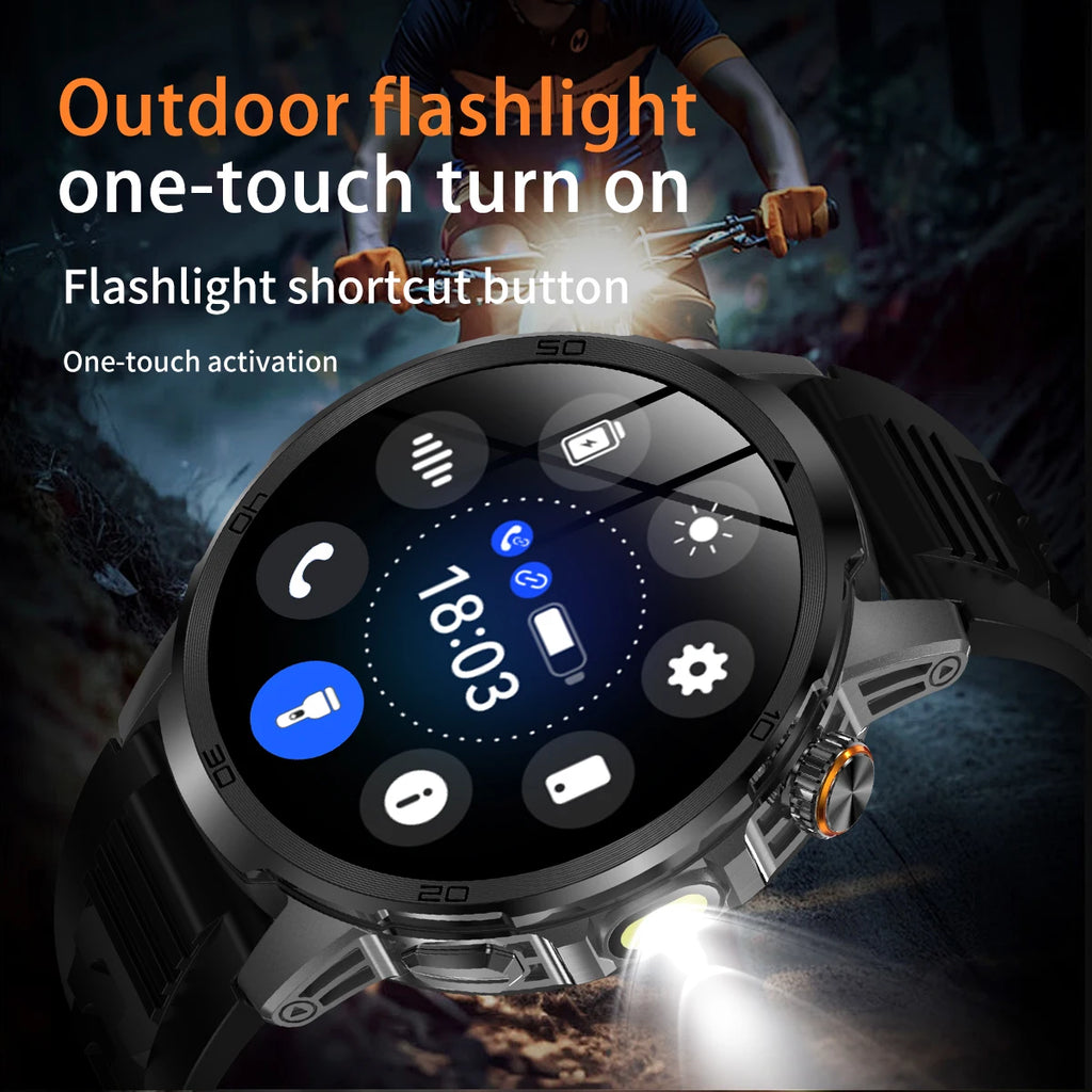 2026 militar t-rex 3 reloj inteligente reloj de Fitness hombres 466*466 pantalla AMOLED 1000mAh batería linterna llamada impermeable Smartwatchs