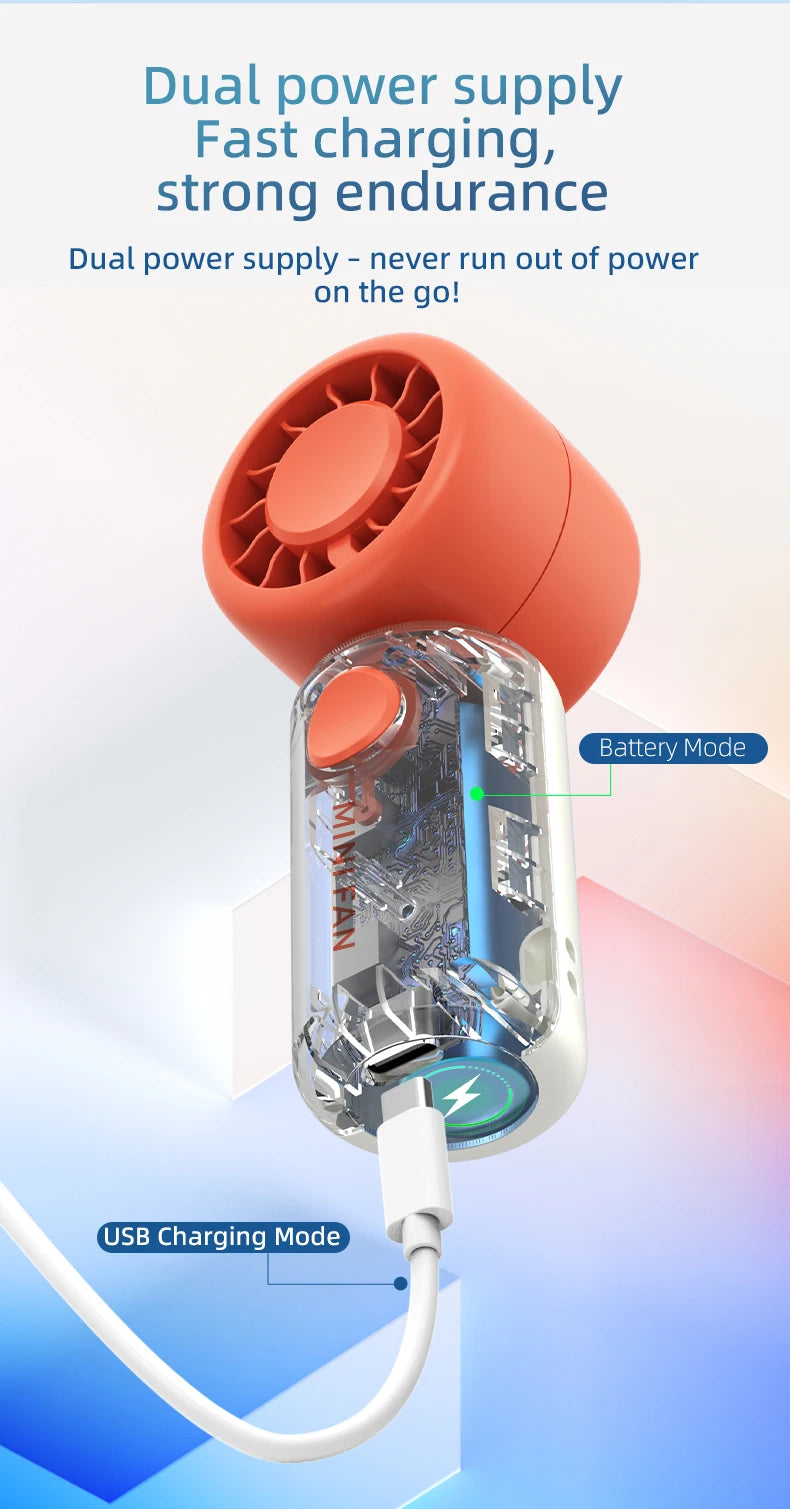 Mini Ventilador Portátil Recargable para Campamento