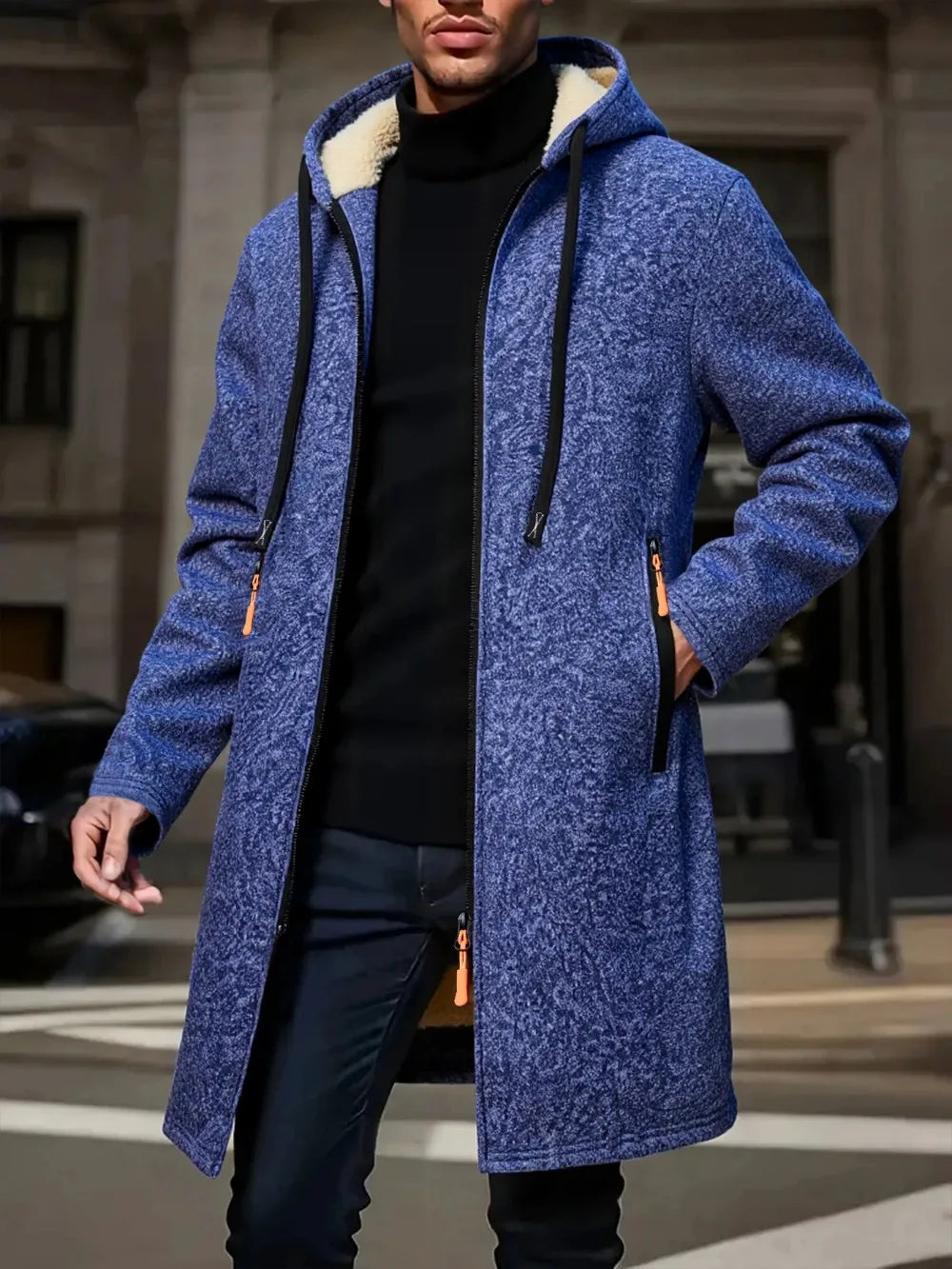 Chaqueta con Capucha Gruesa para Hombre, Cremallera, Abrigo de Invierno