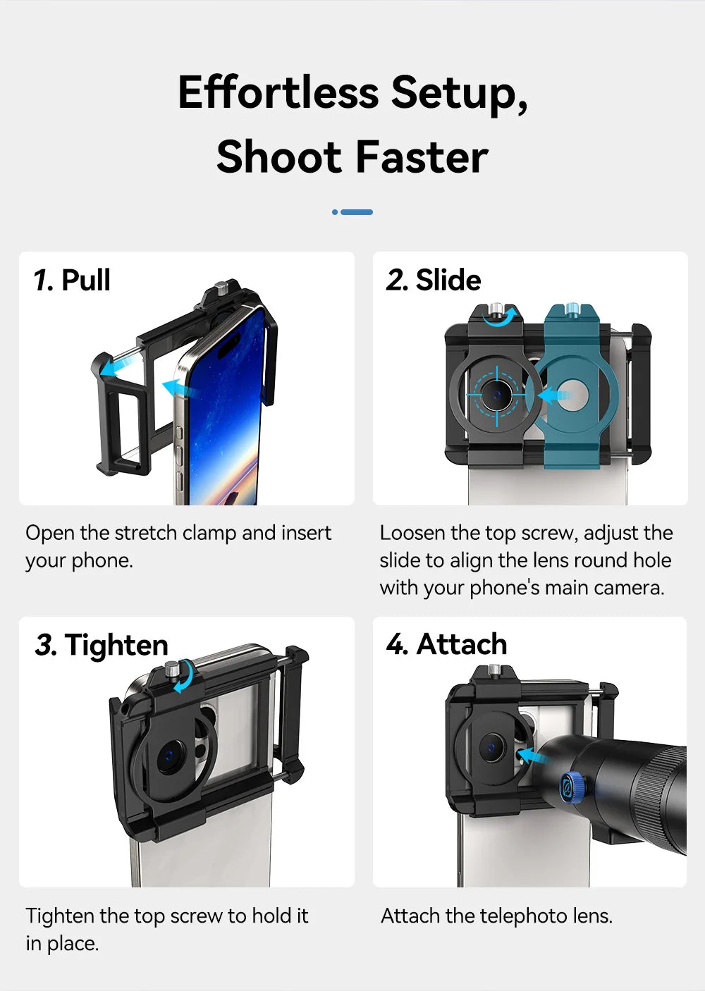 Lente Teleobjetivo Monocular APEXEL 30x para Smartphone con Trípode