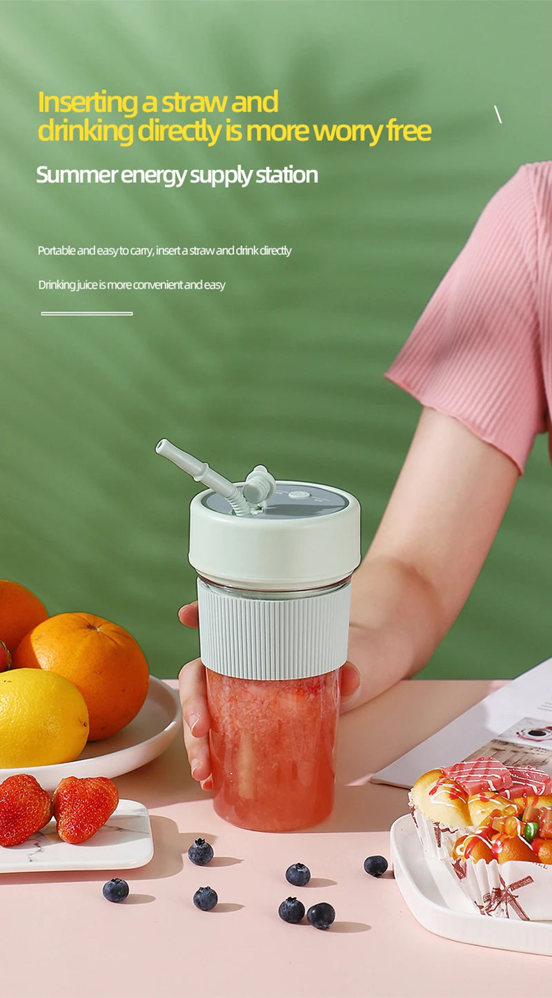 Licuadora Portátil USB 380ml para Viajes al Aire Libre