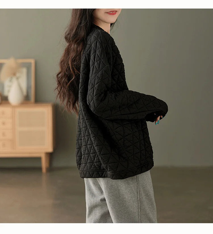 Amax luluE, ropa de moda de invierno para mujer, sudaderas con capucha holgadas e informales con diseño acolchado cálido, sudaderas clásicas de algodón de lujo para mujer