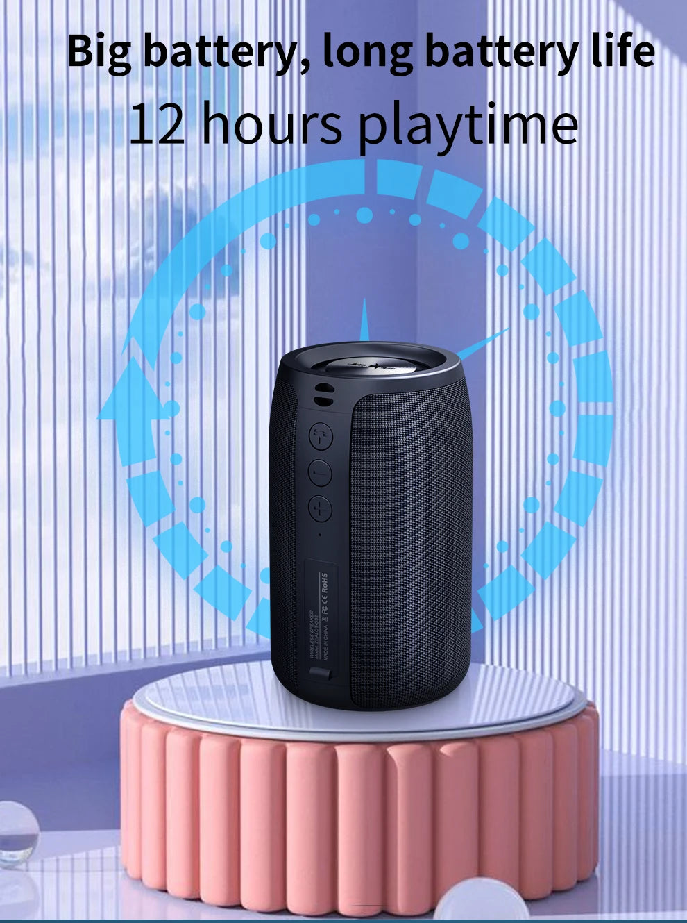 Altavoz inalámbrico Zealot-S32 para exteriores, Subwoofer portátil, resistente al agua IPX 6, emparejamiento Dual, batería de 1800mAh