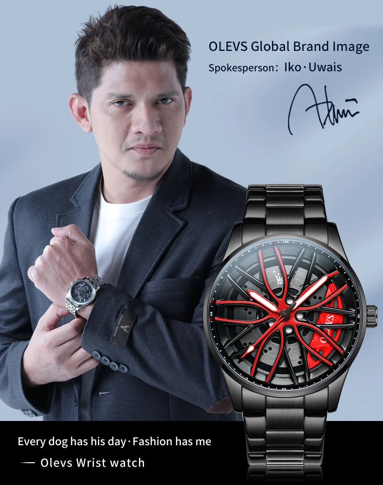 Reloj de Cuarzo OLEVS 9937 para Hombre con Esfera Giratoria de Acero