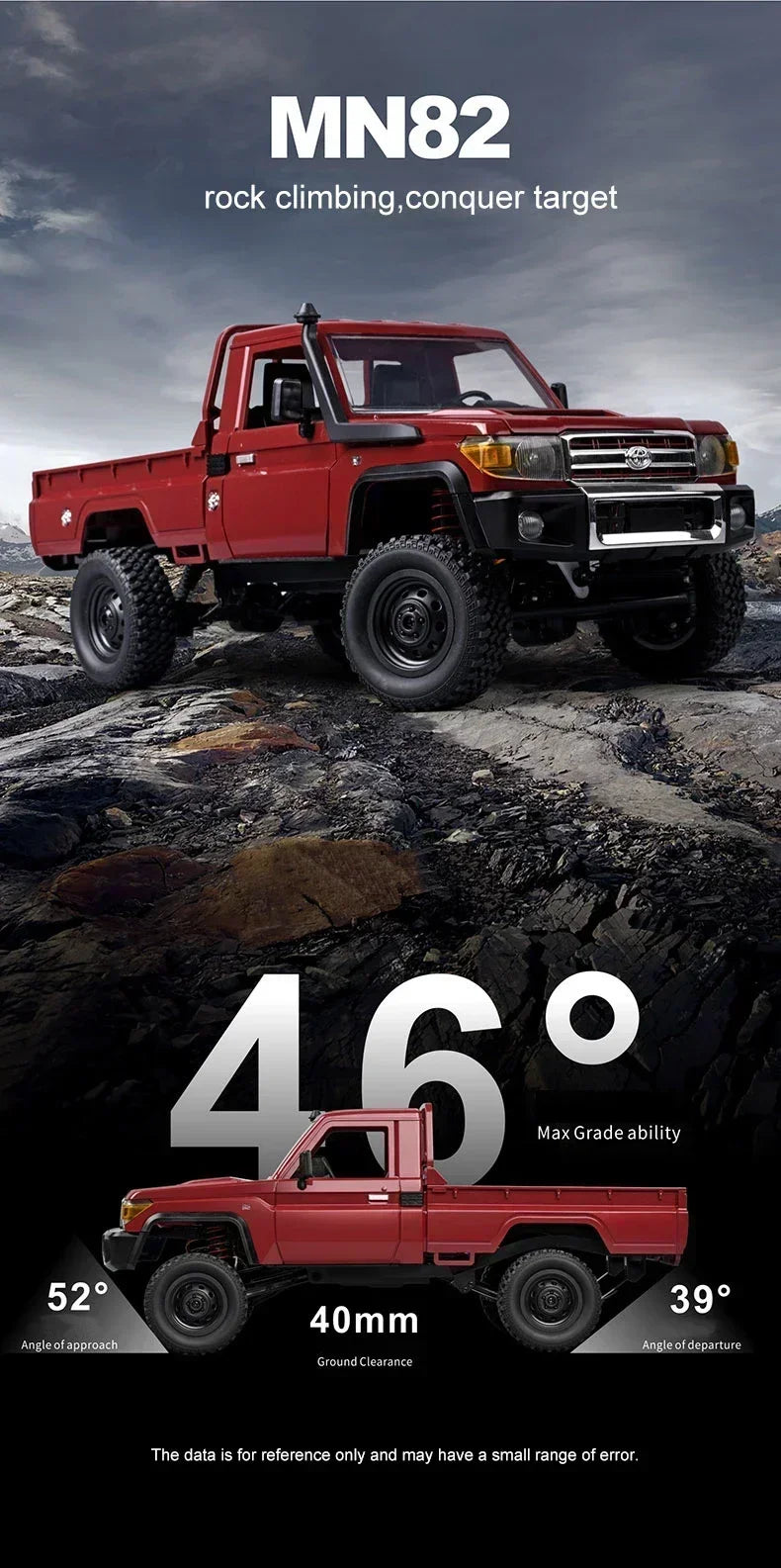 MN82 MN82S Toyota Rc 4x4 Rc CAR 2,4g 1/12 escala completa todoterreno Control remoto coche trepador de control remoto coche de juguete para regalo