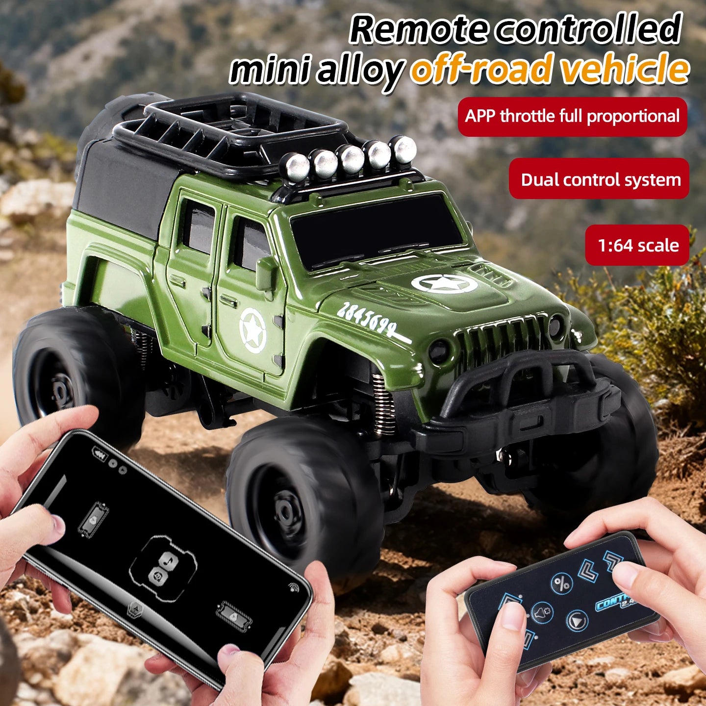 Mini Auto RC 1/64 Crawler Todoterreno con Control App