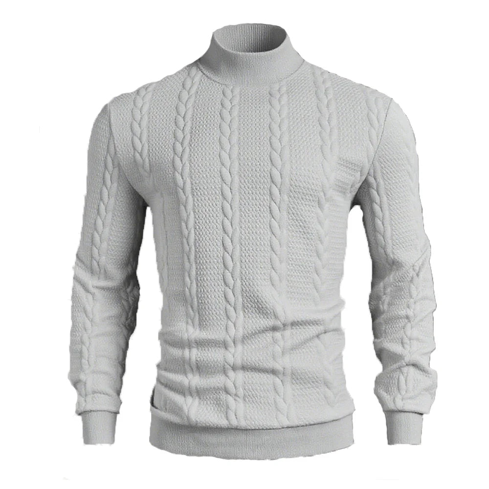 Suéter de Cuello Alto para Hombre - Punto Grueso Vintage Invierno