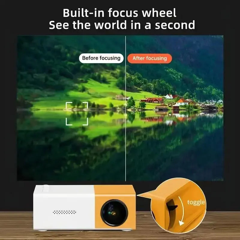 Mini Proyector Portátil FOCABO YG300, Audiovisual 4K, LCD Inteligente HD, Proyección de Pared para el Hogar