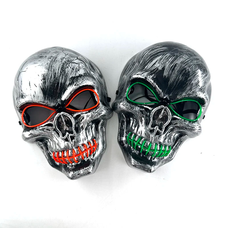 Máscara de calavera malvada, mascarada de Carnaval de Halloween, Casa Encantada, decoración aterradora, esqueleto de Cosplay, Fiesta Temática aterradora, máscara iluminada