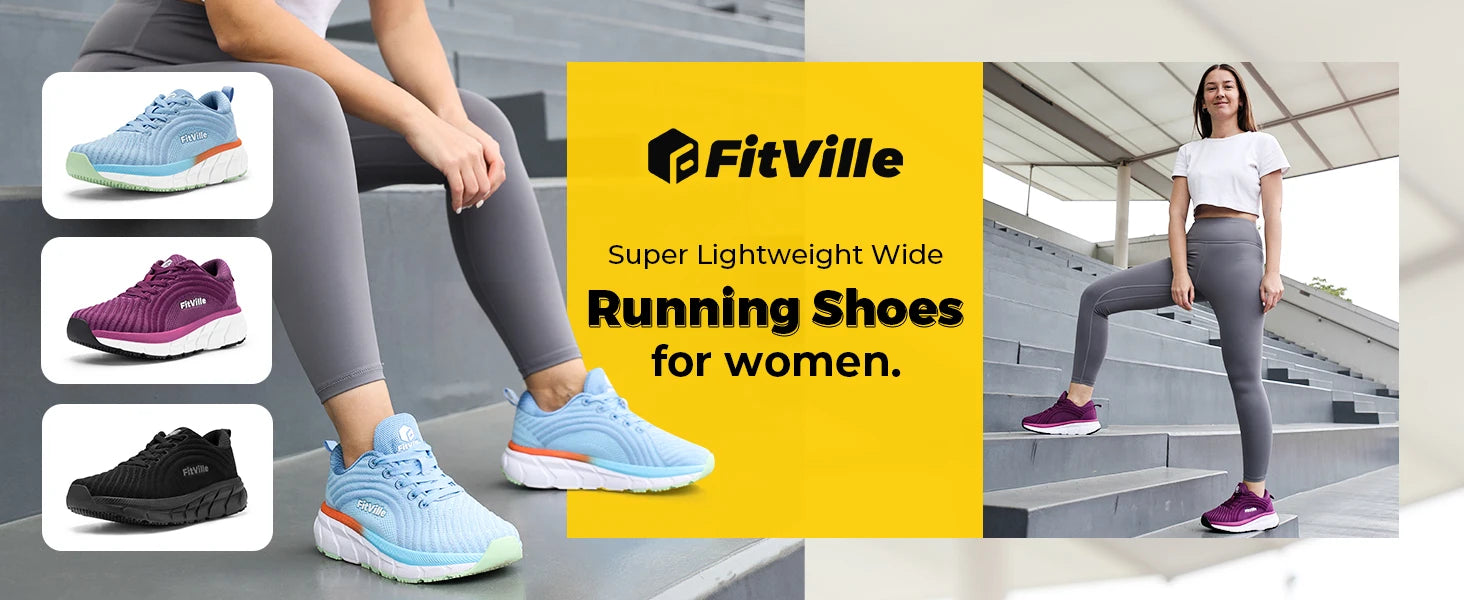 Zapatos FitVille con puntera ancha para mujer, transpirables, de ajuste amplio, ligeros para pies hinchados, con amortiguación para aliviar el dolor.