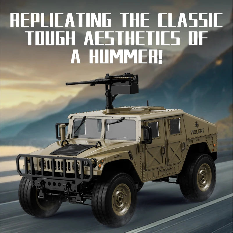 Coche RC Militar Crawler 4WD 2.4G 1:14, Vehículo Todoterreno con Accesorios