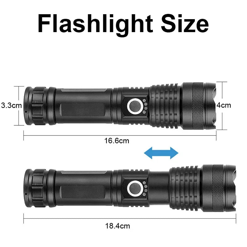 Linternas recargables, linterna táctica LED de alta potencia, linterna de caza portátil superbrillante para senderismo de emergencia