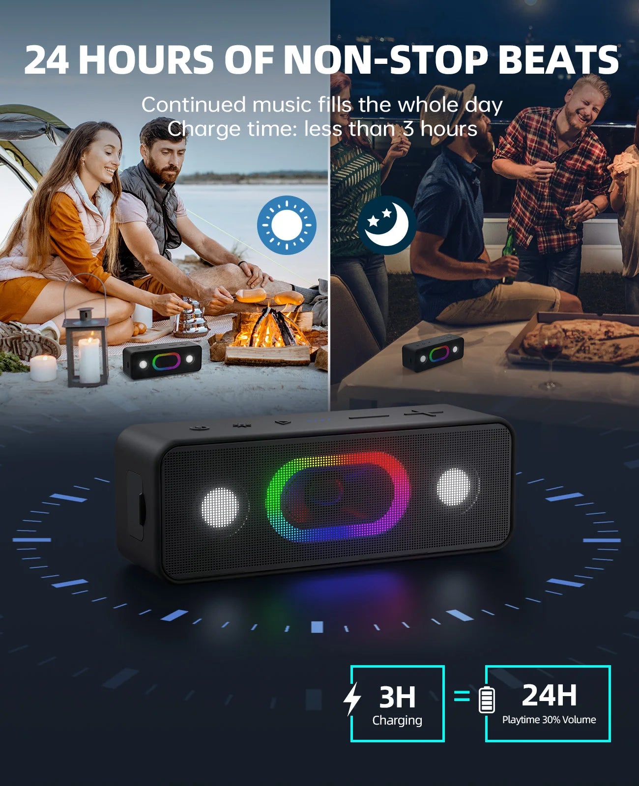 Ortizan S11 Altavoz Bluetooth portátil con luces Altavoces de computadora Bluetooth para escritorio, altavoces para juegos para PC, computadora portátil, tableta