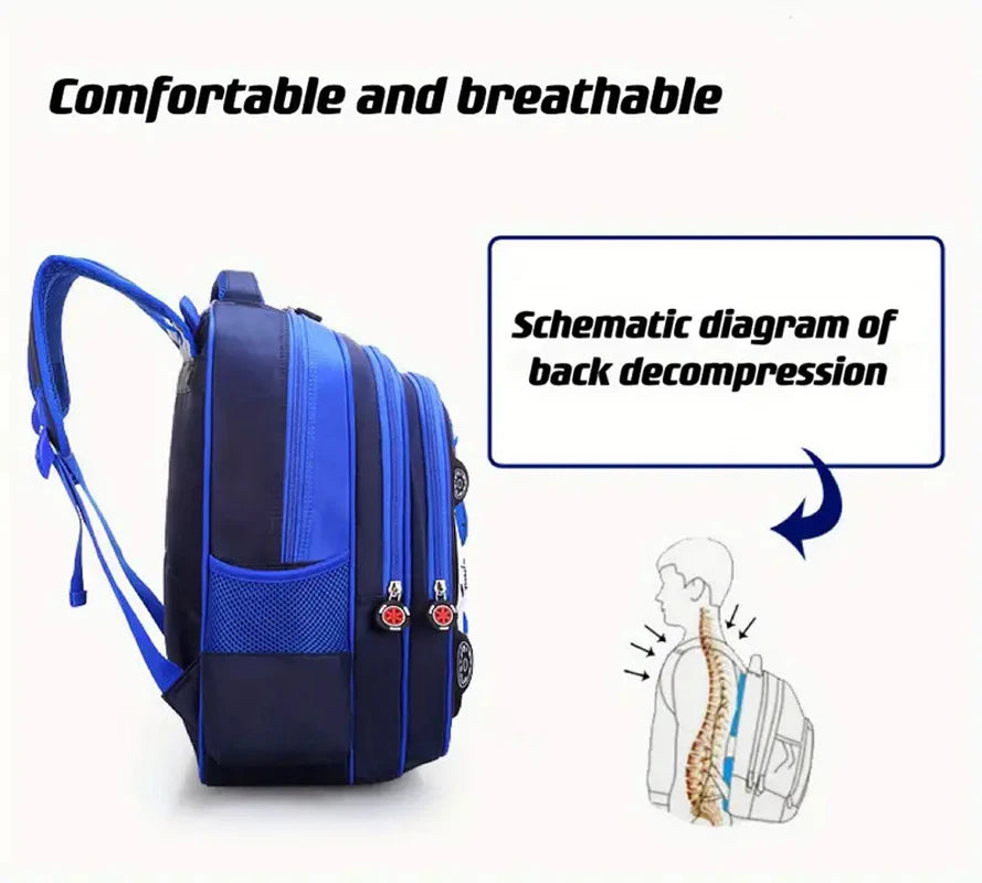 Mochila ligera impermeable para coche 3D, mochila preescolar para niños pequeños, mochila escolar para niños y niñas, primaria, roja y azul