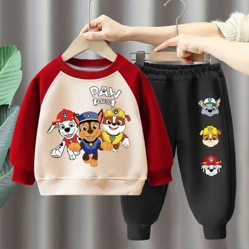Conjuntos de sudadera de manga larga para niños de PAW Patrol, primavera y otoño, jersey + pantalón para niños, traje de 2 piezas, conjuntos de ropa deportiva para niños