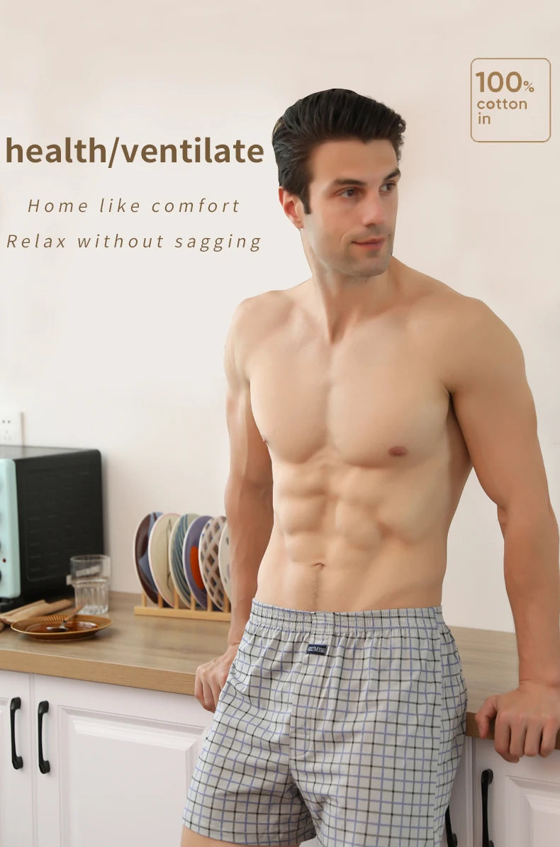 Calzoncillos grandes, pantalones de pijama en casa, pantalones Allo de cintura alta, calzoncillos boxer de talla grande para hombres, pantalones de algodón, todos los boxeadores de cintura alta