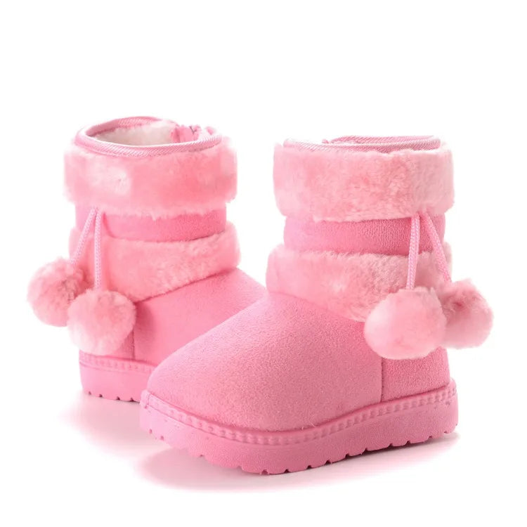 Nuevas botas de nieve para niñas, botas de invierno cómodas y gruesas y cálidas para niños, botas gruesas de otoño para niños, zapatos de princesa