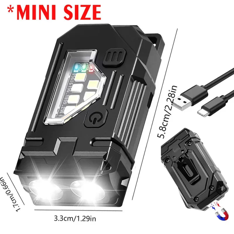 Mini Linterna Multifuncional con Clip Magnético Recargable EDC