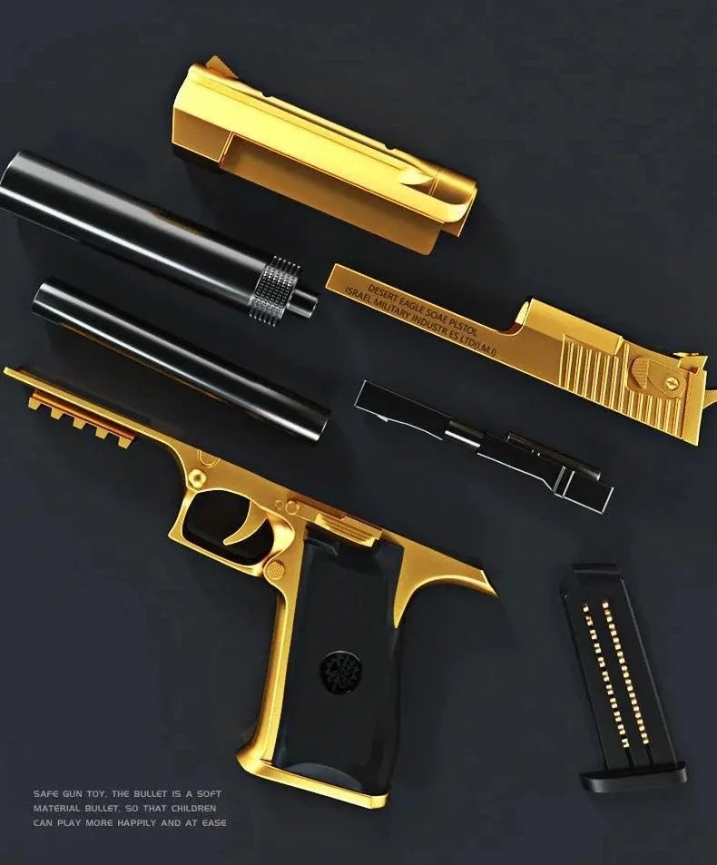 Pistola de Juguete Desert Eagle con Expulsión de Cartuchos, Pistola de Airsoft con Balas de Espuma Suave, Juguete de Combate al Aire Libre para Juegos de Disparos, Regalo de Cumpleaños o Halloween