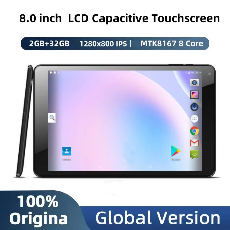 8" Android 7.0 Tablets PC MTK8167 Octa-Core 2GB RAM 32GB ROM 1280 x 800 IPS WIFI Bluetooth 4.2 Soporte GPS