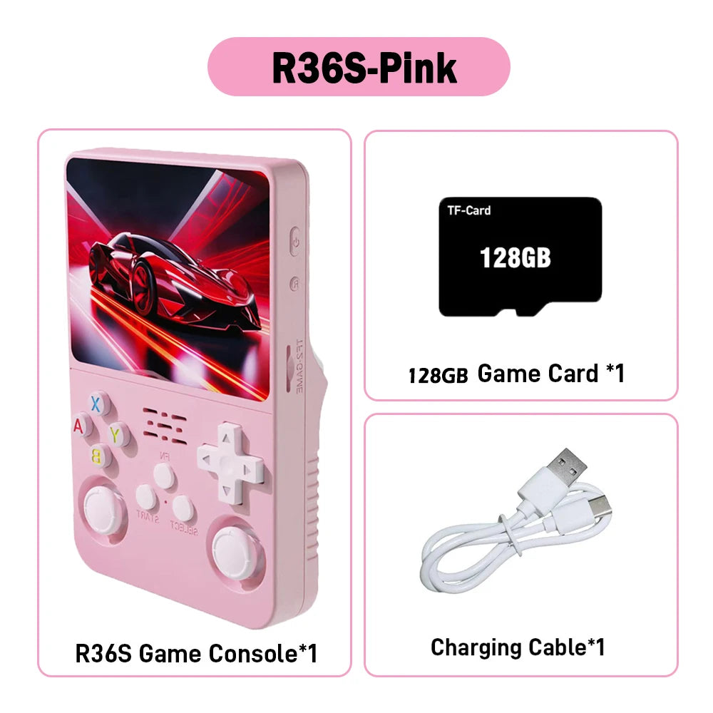 Consola de Juegos Retro R36S ARKOS, Pantalla IPS 3.5 Pulgadas, 64GB