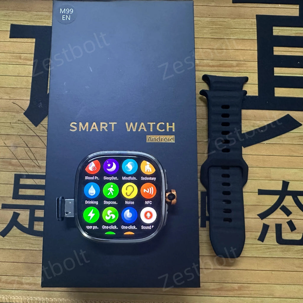 Reloj inteligente M99 Original con pantalla Amoled de 2,4 pulgadas, tarjeta Sim 4G/5G, GPS, WIFI 190 °   Reloj inteligente Android 10.0 con juego de cámara giratoria