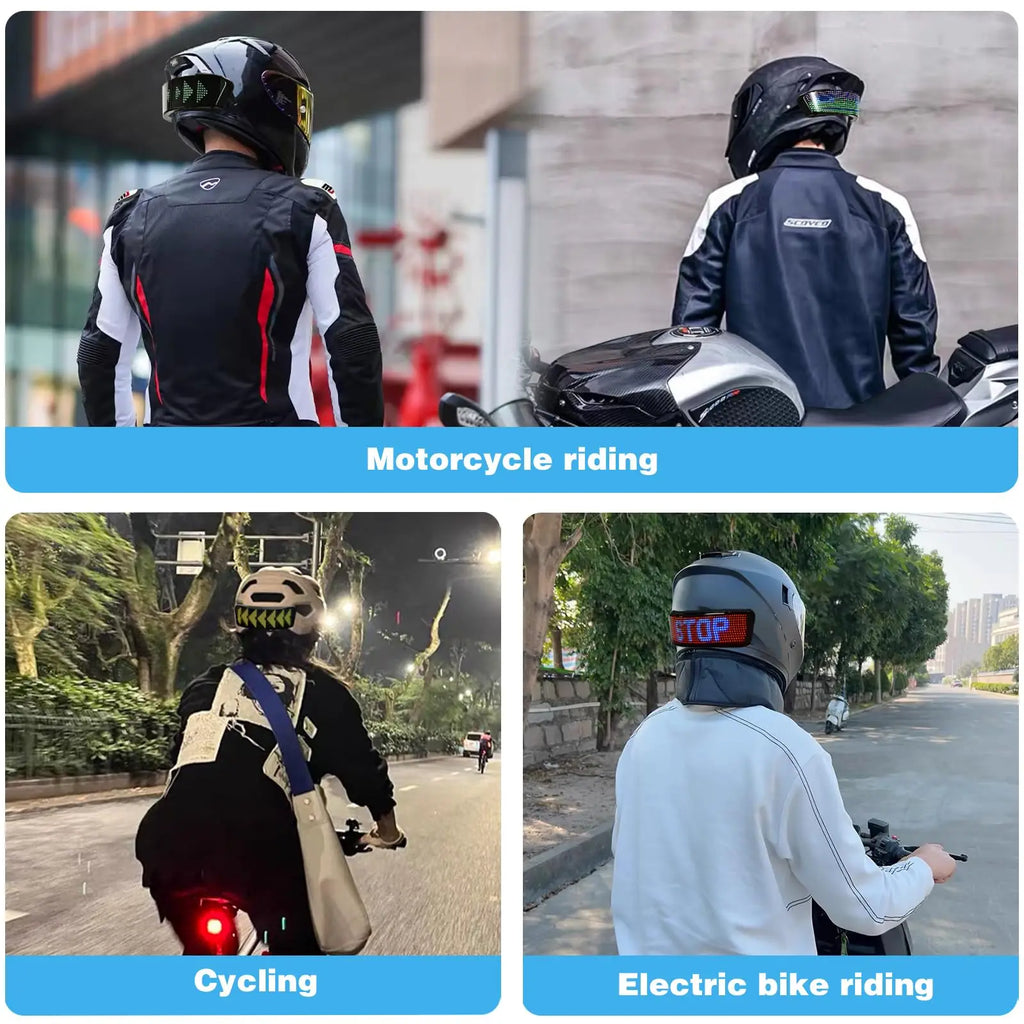 Pantalla Led para casco, luz de advertencia para casco de motocicleta, conducción nocturna, bricolaje, RGB, luz trasera para casco de bicicleta, pantalla LED programable por aplicación