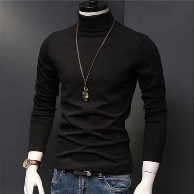 Suéteres de Cuello Alto para Hombre Otoño Invierno, Suéteres Casuales Térmicos de Manga Larga, Ajustados, Elásticos, Básicos, Sudaderas, Jumper, Camisetas