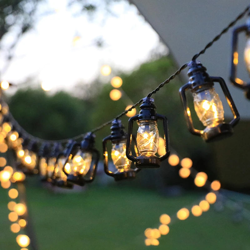 Guirnalda de Luces LED Solares, Lámpara de Botella Retro, Guirnalda de Luces Decorativas Navideñas, Lámpara de Ambiente para Jardín, Luz para Acampar al Aire Libre