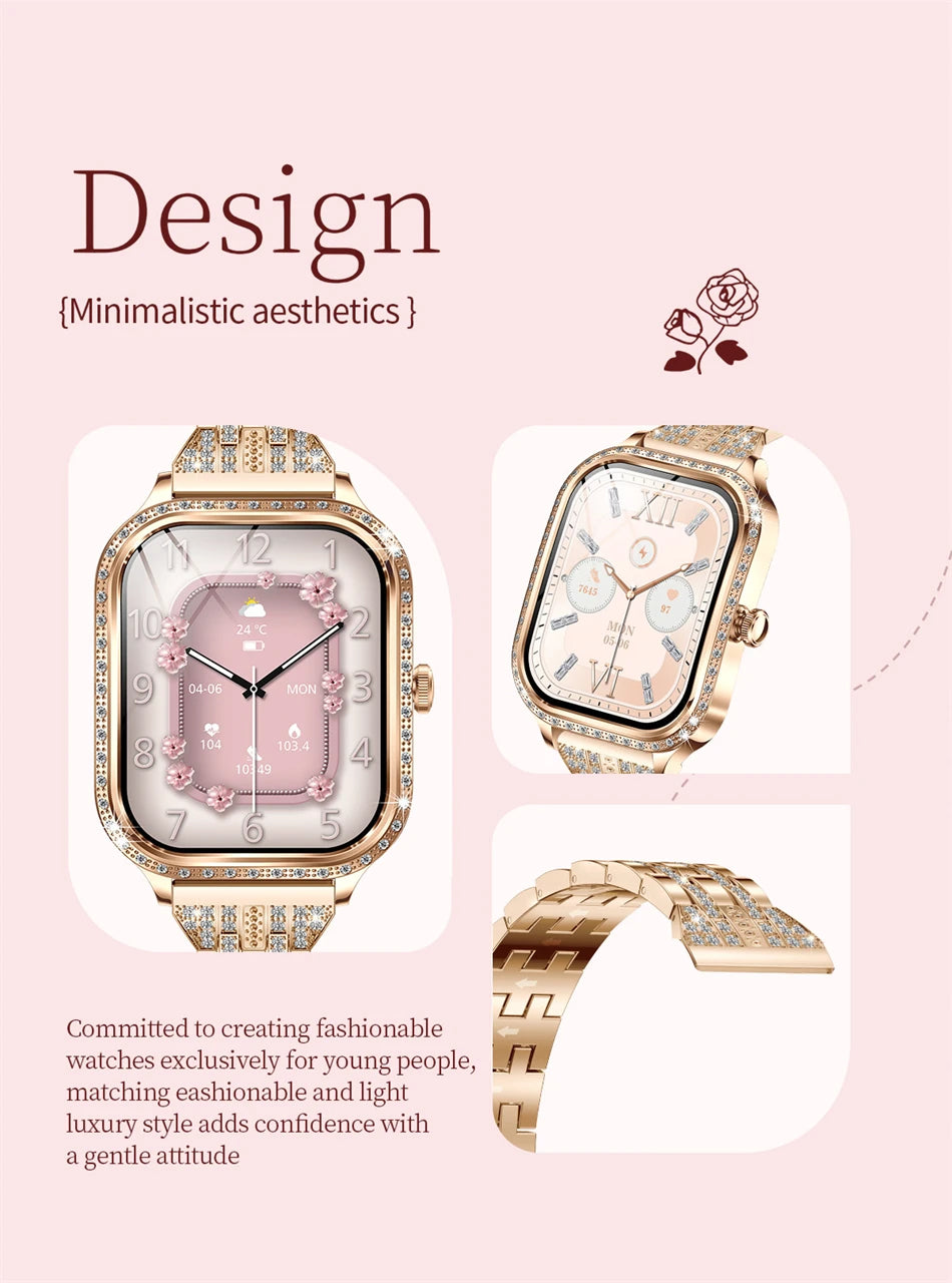 Smartwatch para mujer con pantalla HD 1.75'', llamadas Bluetooth y monitor de salud IP68