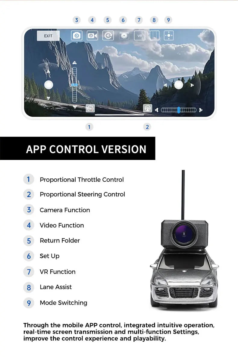 WLtoys 6401 1:64 Mini coche RC 2,4G Control remoto con cámara FPV 720P y aplicación WiFi, nuevo juguete de carreras de control remoto para regalo para niños y niñas