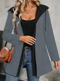 Otoño e Invierno nueva mujer casual moda patchwork color a juego cardigan sudadera con capucha
