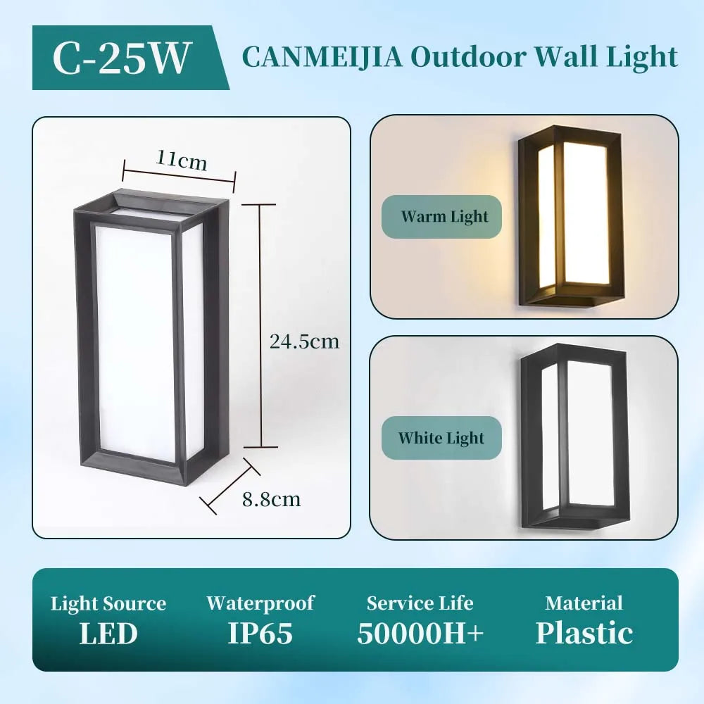 Aplique de Pared LED Moderno Negro IP65 25W para Interior