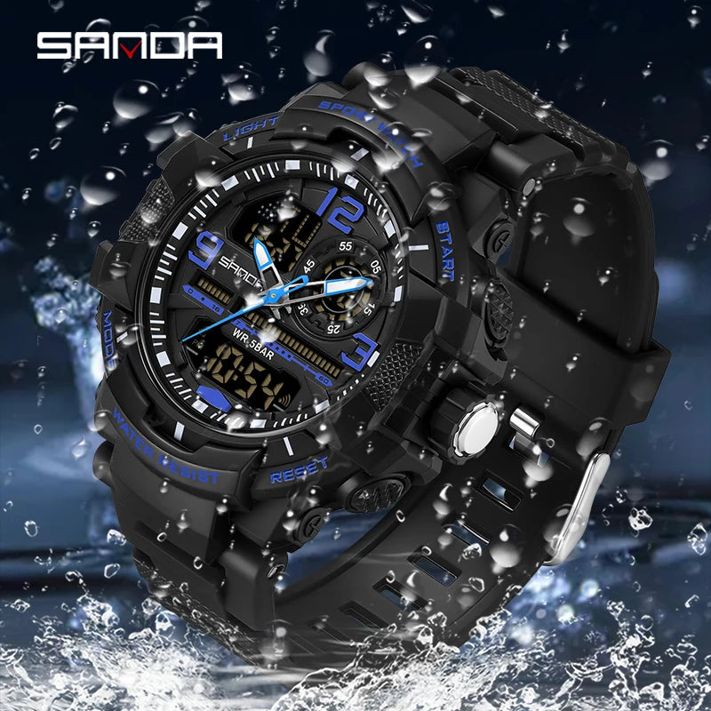 Reloj Deportivo SANDA Doble Pantalla para Hombre con Cronómetro