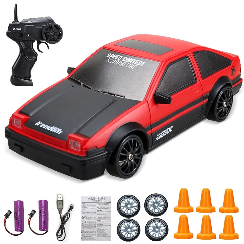 Coche de Carreras Teledirigido 2.4G 4WD, Modelos AE86, GTR, Ferrari, BMW