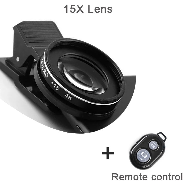 Kit de Lentes Macro 15X y 30X 4K HD para Smartphone