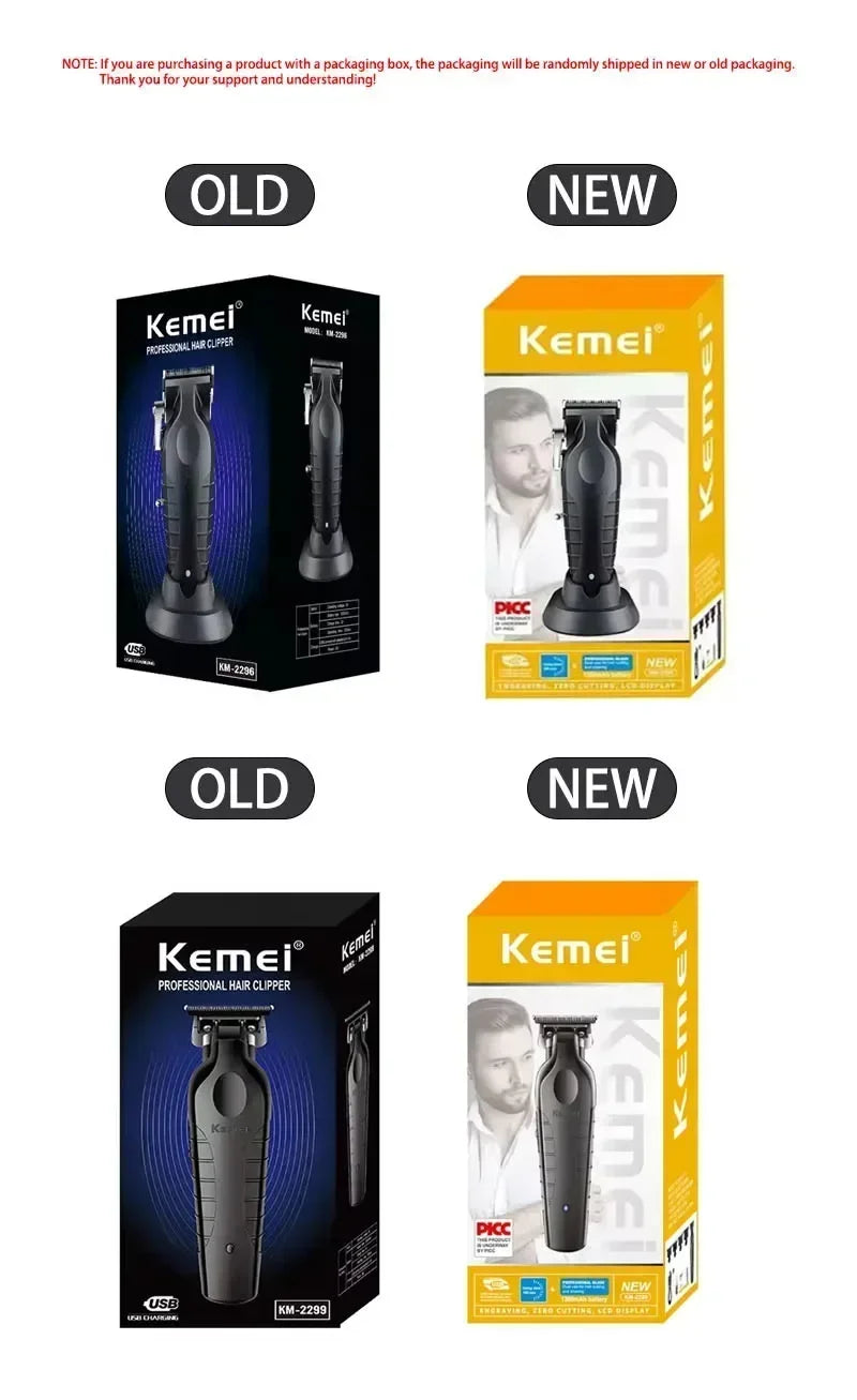 Kit de Cortadora de Pelo Profesional, Modelos KM-2299, KM-2296, KM-1102