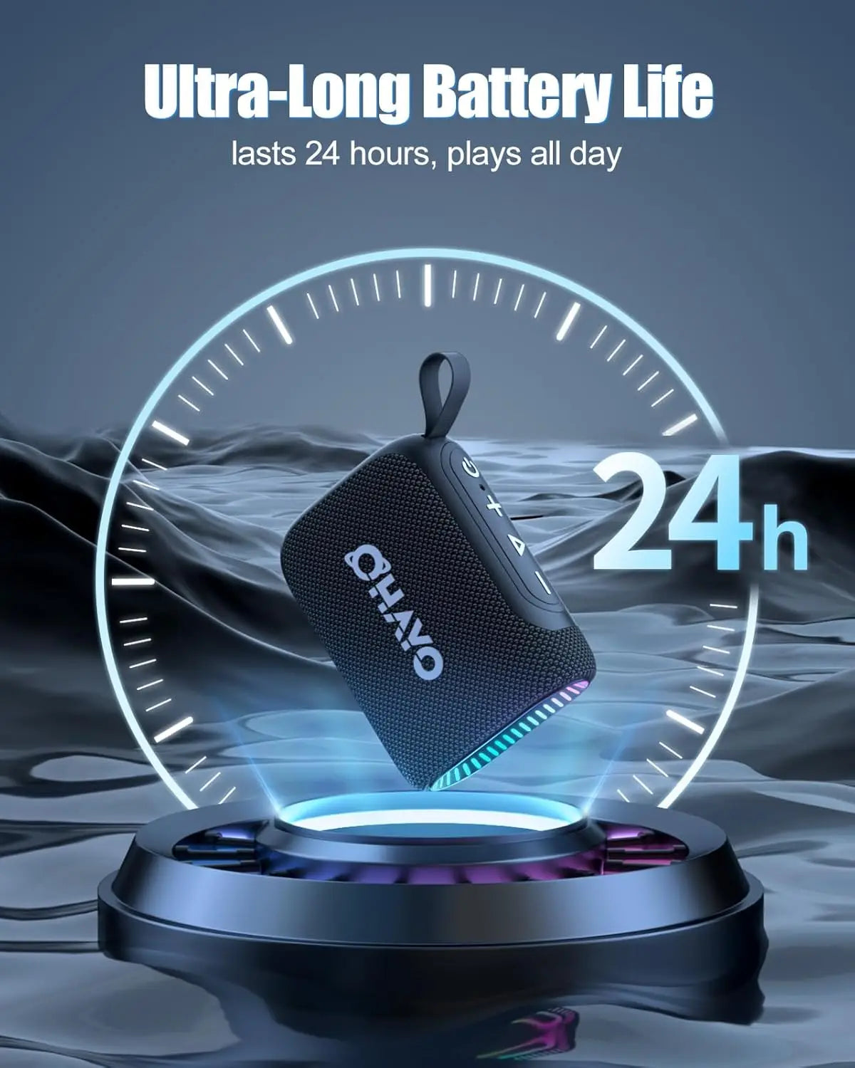 Ohayo S5 Altavoz portátil inalámbrico Bluetooth 5.3, sonido de graves profundos ruidosos de 10 W, altavoz para bicicleta resistente al agua IP67 con micrófono de tiempo de reproducción de 12 horas