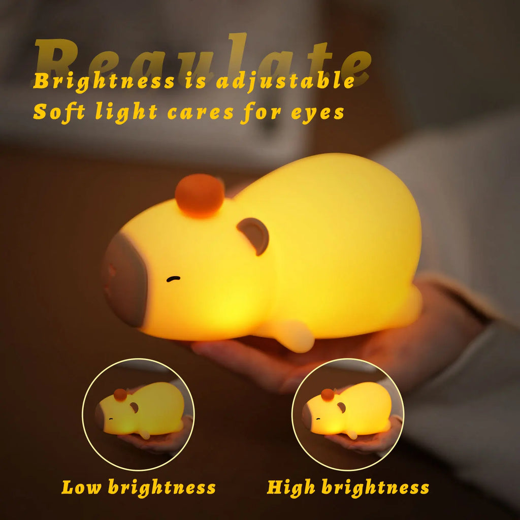 Luz nocturna de capibara, bonita lámpara de silicona, lámpara LED con Sensor táctil, lámpara suave RGB, luz nocturna para niños, decoración de escritorio para dormitorio, regalo
