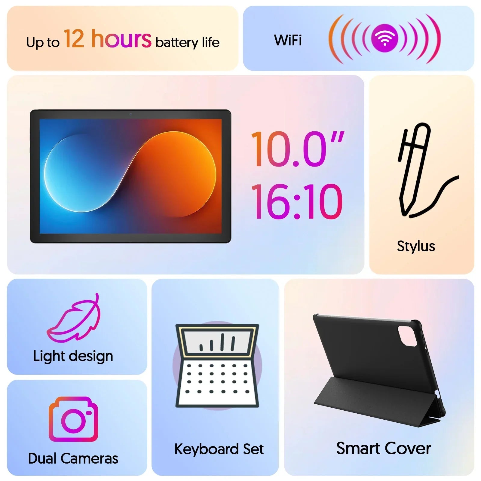 Tablet Android 15 BAKEN 10 pulgadas 12GB RAM 64GB Quad Core WiFi 5G