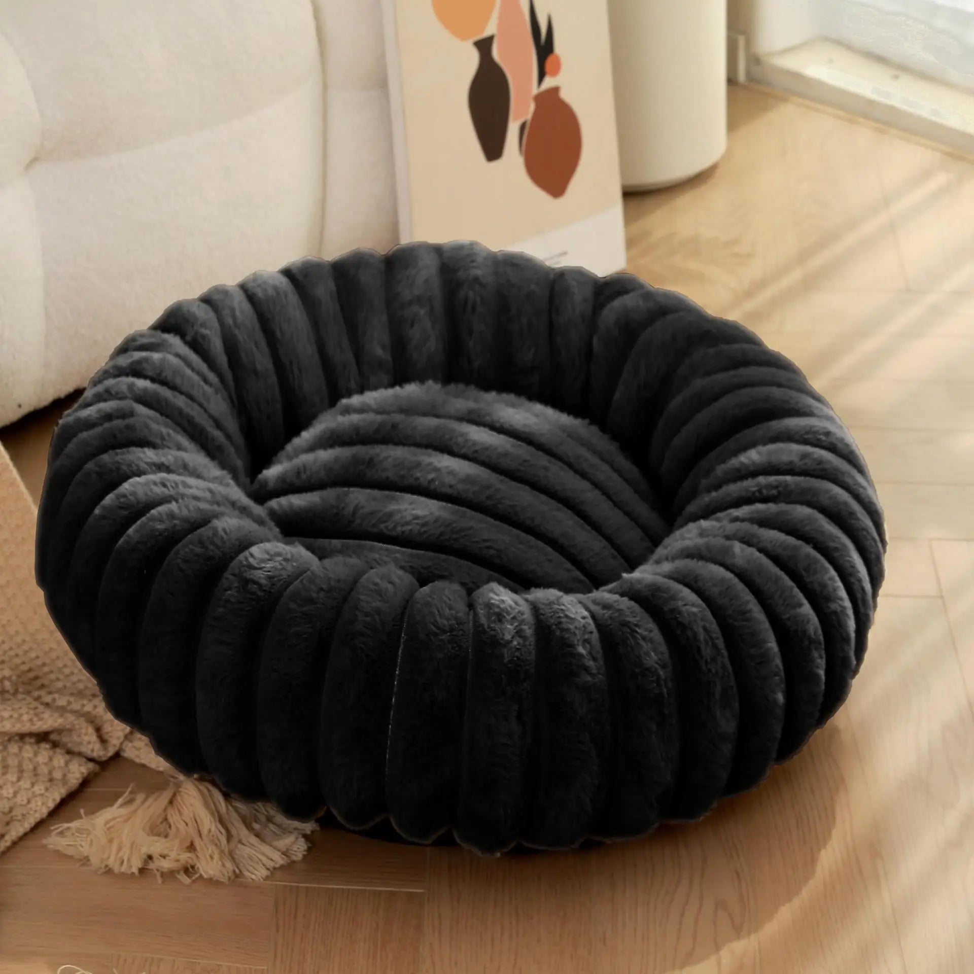 Cama Donut para Gatos y Perros Pequeños con Felpa Suave