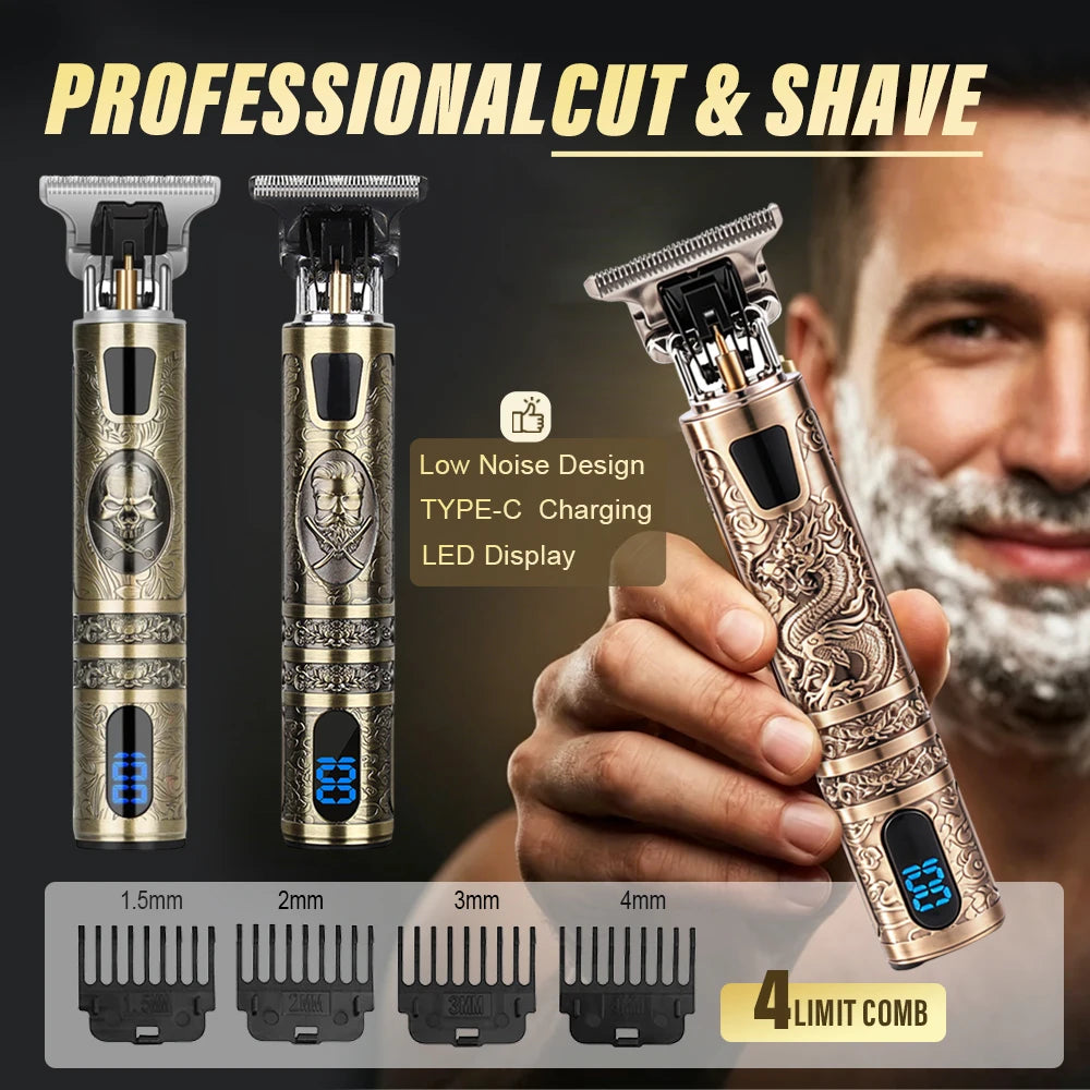 Cortapelos Eléctrico con Pantalla LCD, Máquina de Cortar Pelo y Barba, Recortadora Recargable para Hombres