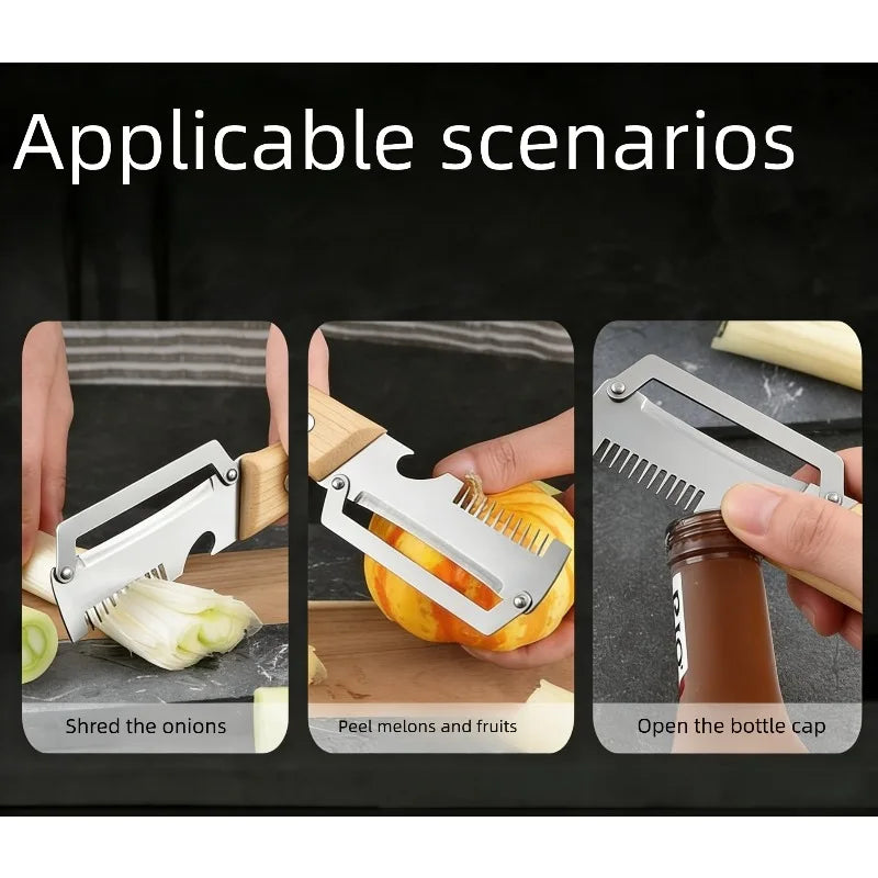 Picador y pelador multiusos de acero inoxidable para verduras y frutas