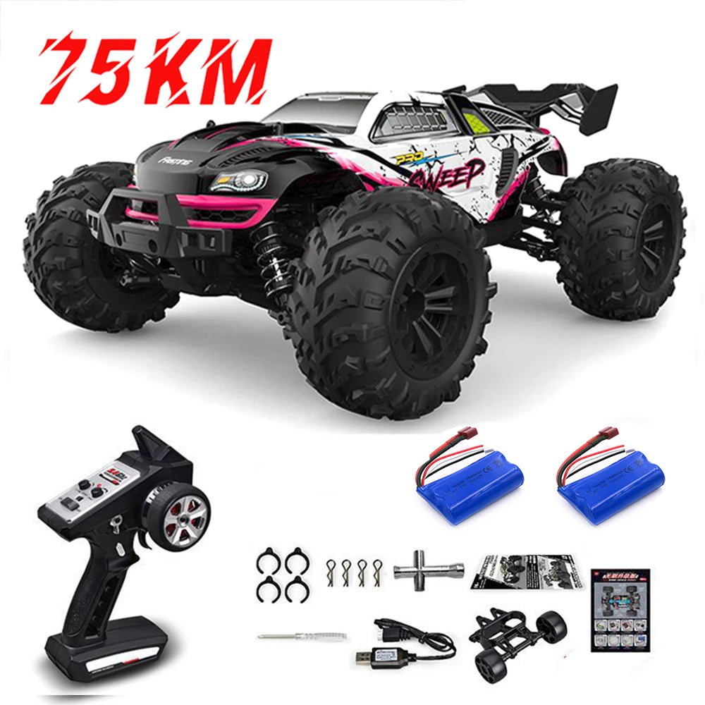 Coche teledirigido 1:16 75 KM/H o 50 KM/H 4WD con coches de Control remoto LED camión monstruo de deriva de alta velocidad para niños Vs Wltoys 144001   Juguetes